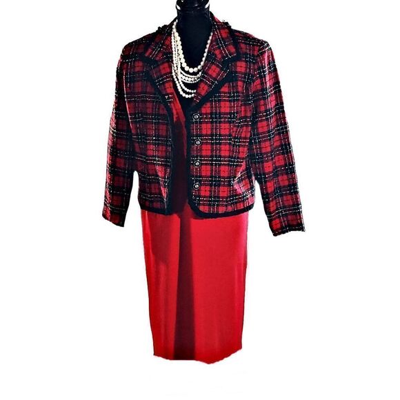 Tower Hill Collections Red Sleeveless Pullover Deep V-neck Knit Dress Size XL - Picture 6 of 8